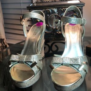 Brand New GUESS Glittered Gold Platform Sandal